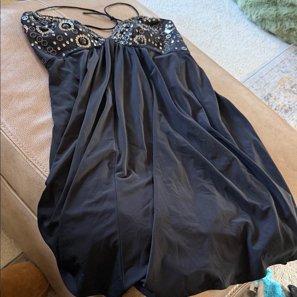 Cache Black Dress with Silver Accents